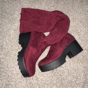 Women's Burgundy Platform Boots